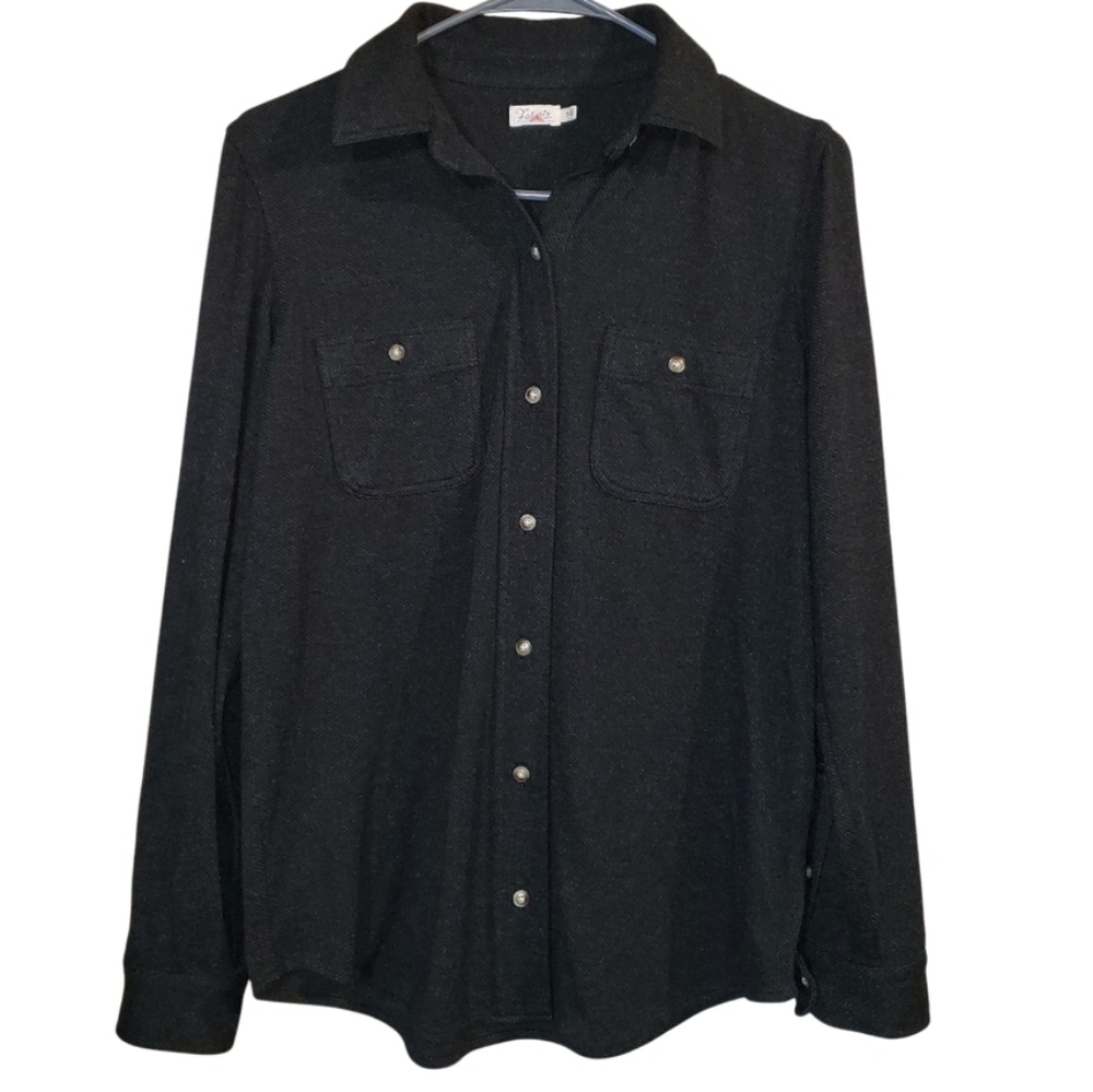 Faherty Legend Sweater Shirt In Heathered Black Twill - Picture 4 of 8